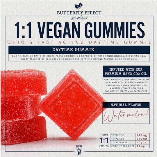 Butterfly Effect - Grow Ohio - Watermelon 1:1 THC:CBD (10pk, 110mg) - 1