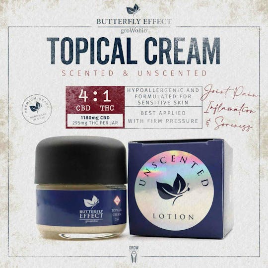 Butterfly Effect - Grow Ohio - 4:1 Unscented Topical Cream (CBD:THC) - 1
