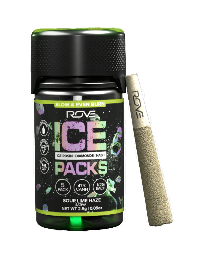 ROVE - Sour Lime Haze | Ice Packs Rosin, Diamond, Hash Infused | 5pk - 1