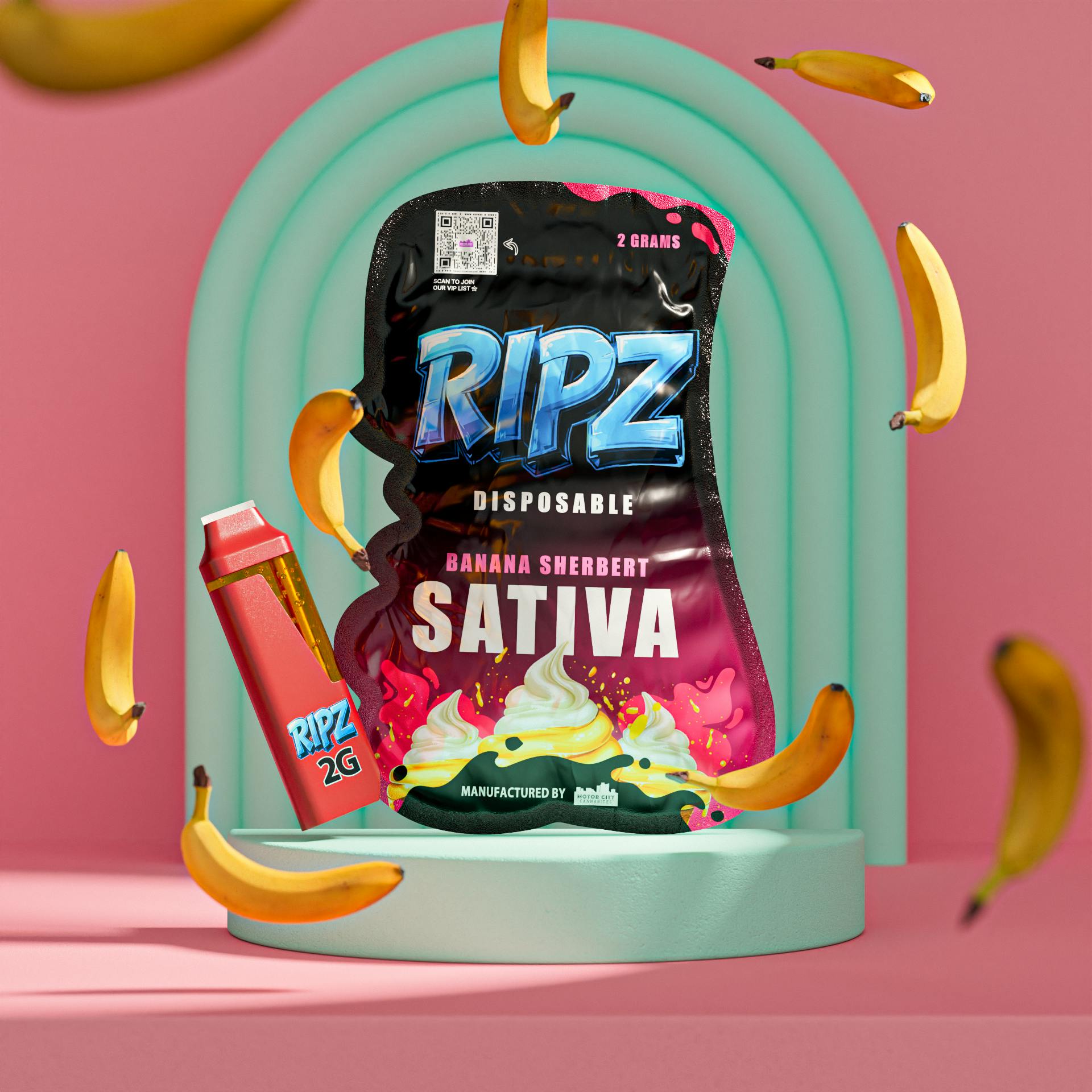 Ripz - Ripz 2G Disposable Banana Sherbet - 1