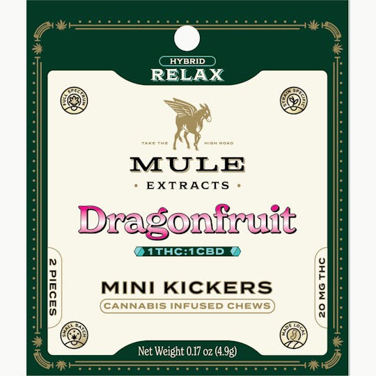 Mule Extracts - 20mg 2-Piece Dragonfruit 1:1 THC:CBD 'Try Me' Mini Kickers - NJ - 1