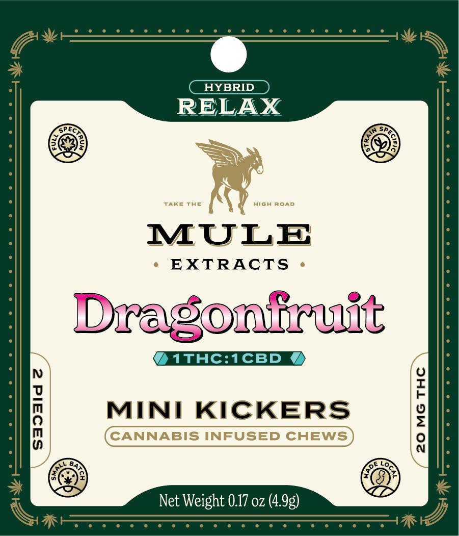 Mule Extracts - Dragonfruit 1:1 'Try Me' Mini Kickers | THC:CBD 20mg | 2ct | 10mg/ea - 1