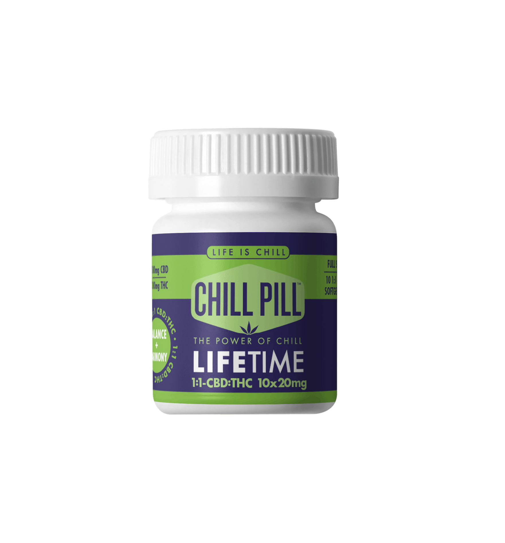 Life Is Chill - Chill Pill | Lifetime 1:1 10x20mg | 100mg CBD:100mg THC - 1