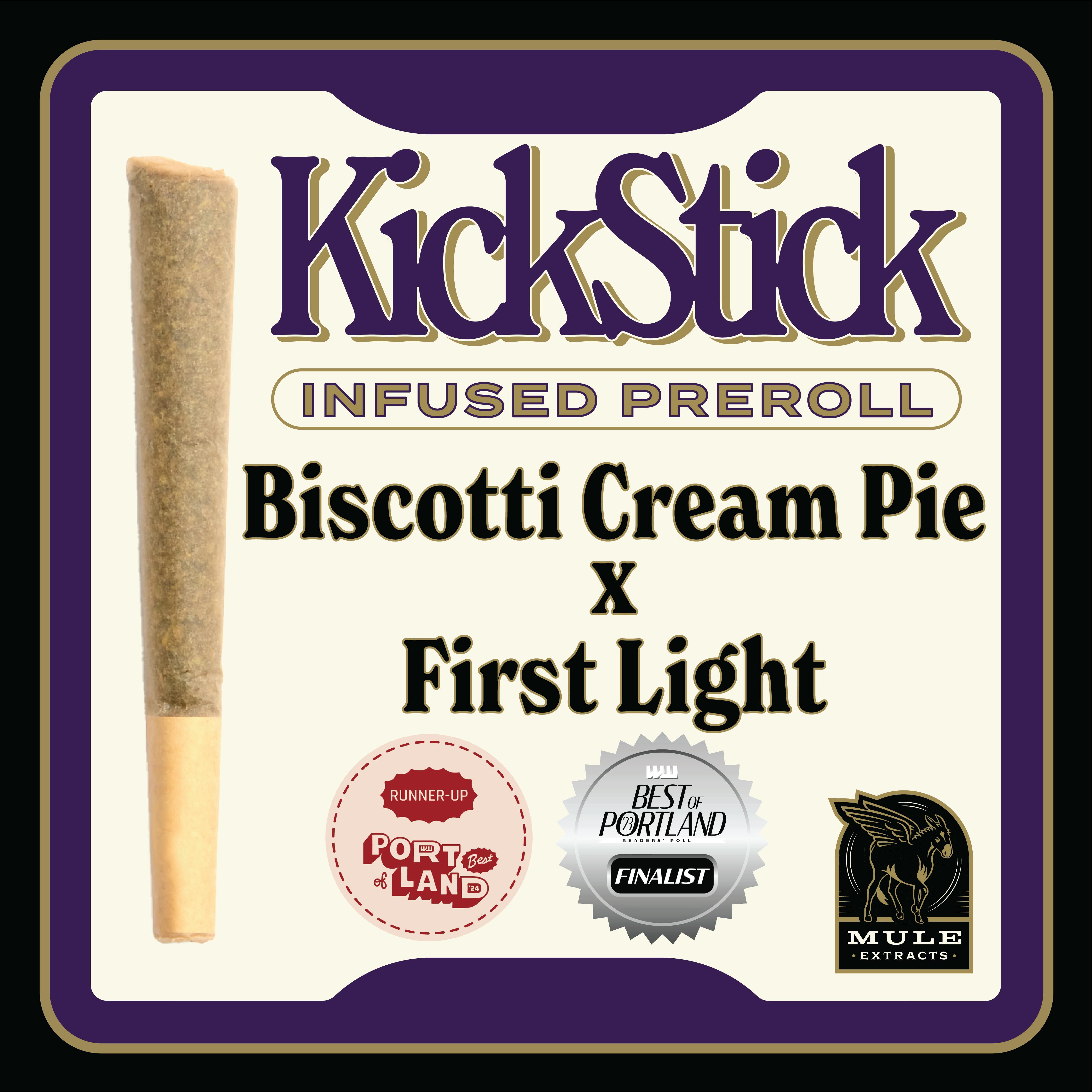 Mule Extracts - 1g Infused Pre-Roll - Biscotti Cream Pie x First Light 18.47% (Indica) - 1