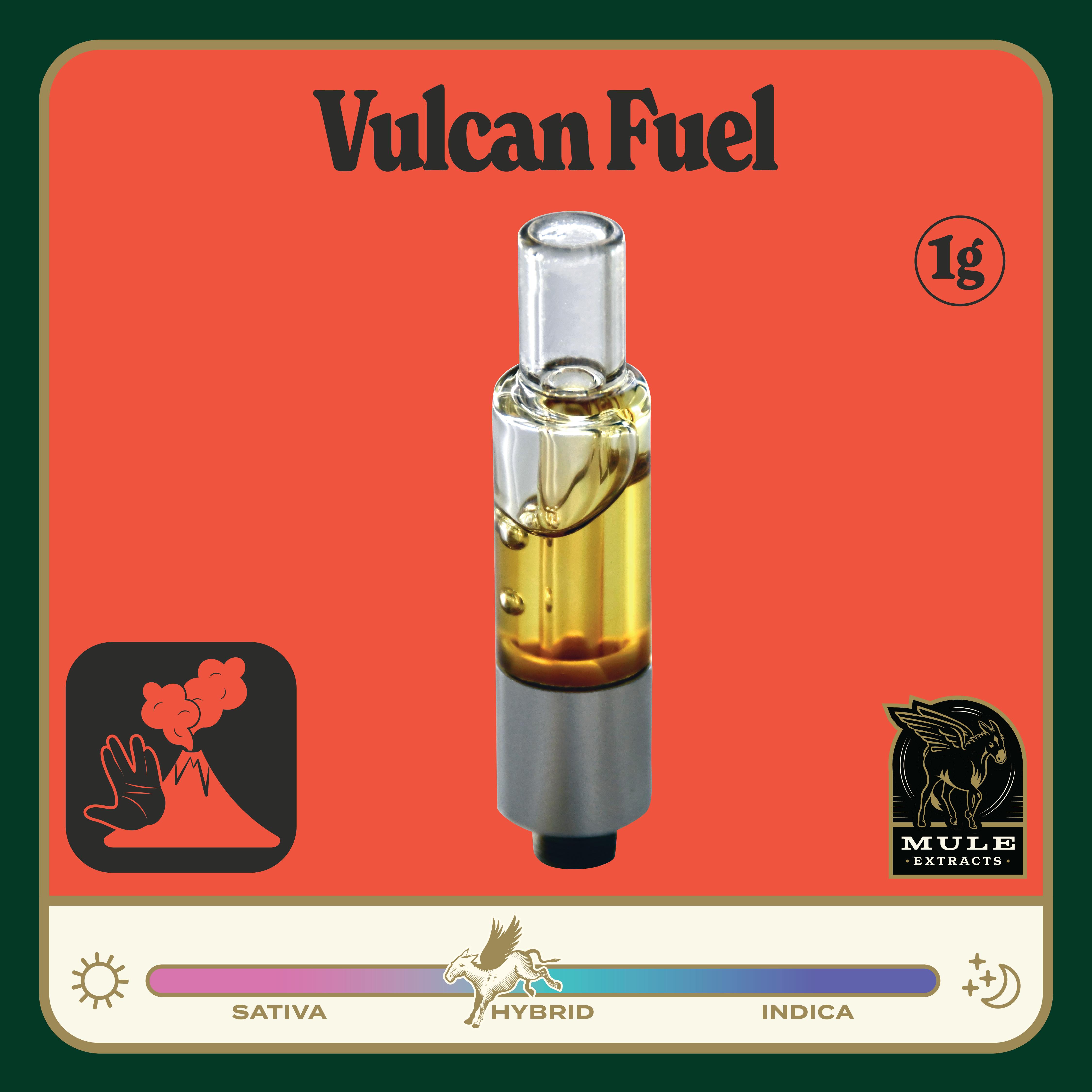 Mule Extracts - 1g Pure Live Resin Glass Cart - Vulcan Fuel 82.3% (Hybrid) 7.1% Terps - 1