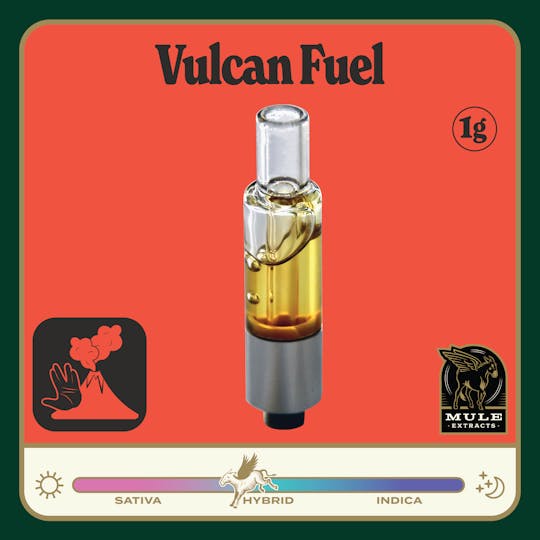 Mule Extracts - 1g Pure Live Resin Glass Cart - Vulcan Fuel 82.3% (Hybrid) 7.1% Terps - 1