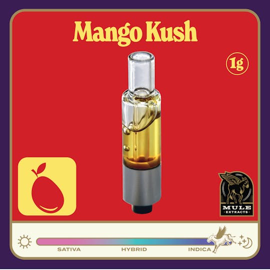 Mule Extracts - 1g Pure Live Resin Glass Cart - Mango Kush 88.1% (Indica) 7.2% Terps - 1