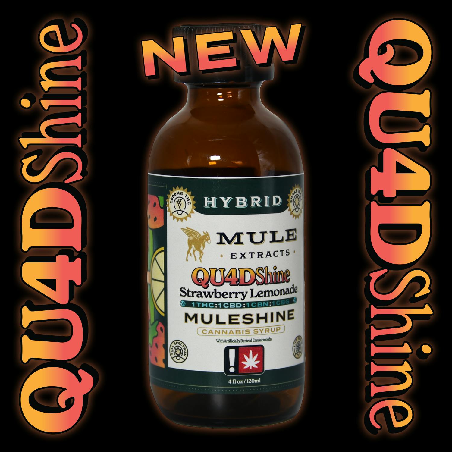 Mule Extracts - 1000mg Quadshine Strawberry Lemonade 1:1:1:1 (Hybrid) - 1