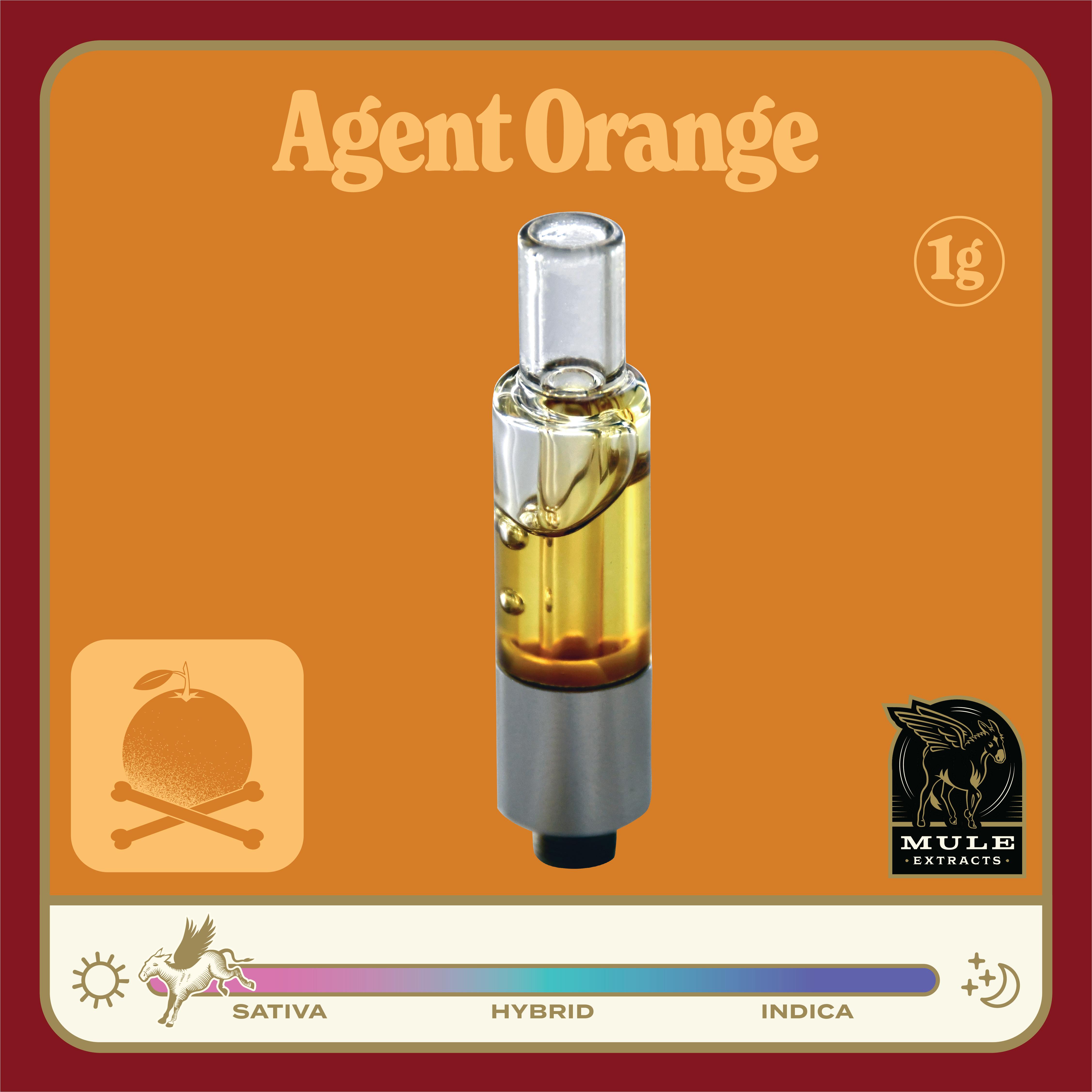 Mule Extracts - 1g Pure Live Resin Glass Cart - Agent Orange 77% (Sativa) 7% Terps - 1