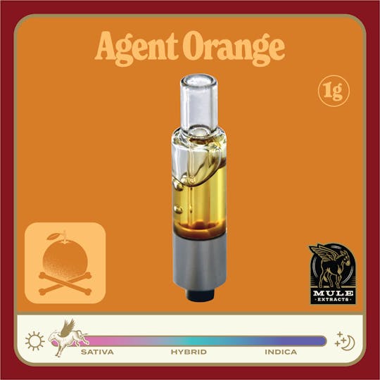 Mule Extracts - 1g Pure Live Resin Glass Cart - Agent Orange 77% (Sativa) 7% Terps - 1