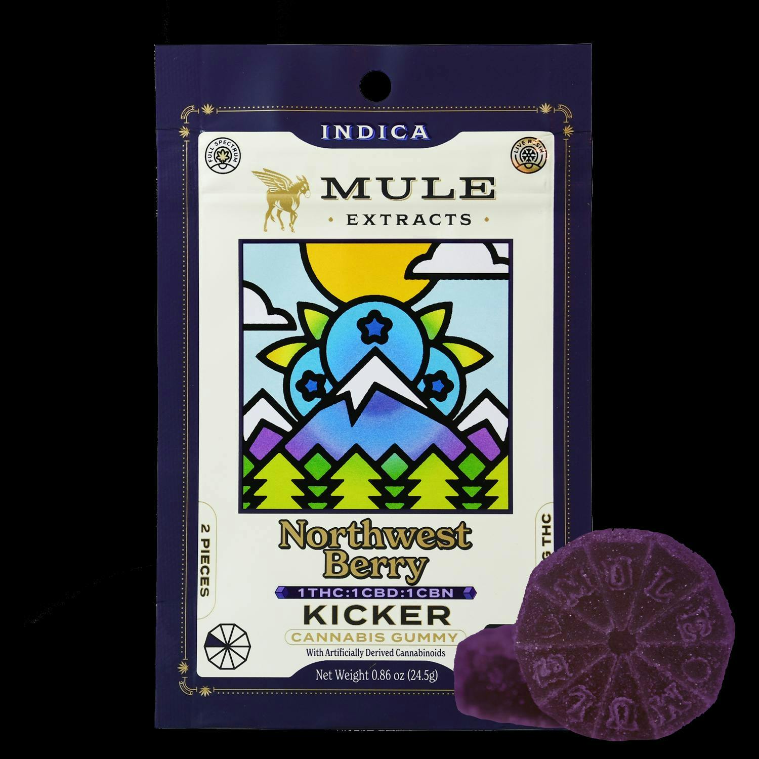 Mule Extracts - NW Berry 1:1:1 Kicker | THC:CBD:CBN 100mg | 2ct | 50mg/ea - 1