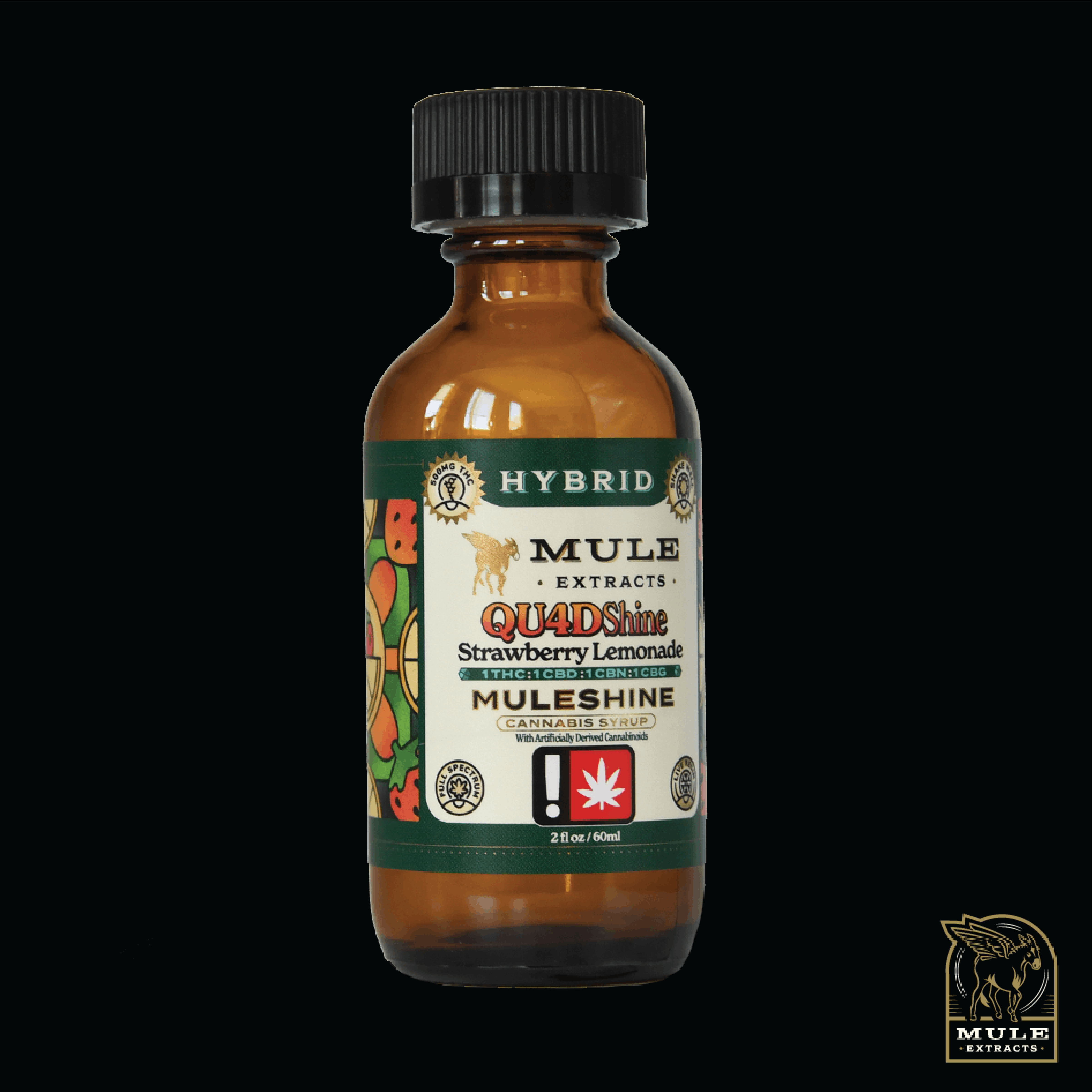 Mule Extracts - 500mg Quadshine Strawberry Lemonade 1:1:1:1 THC:CBD:CBN:CBG (Hybrid) - 1
