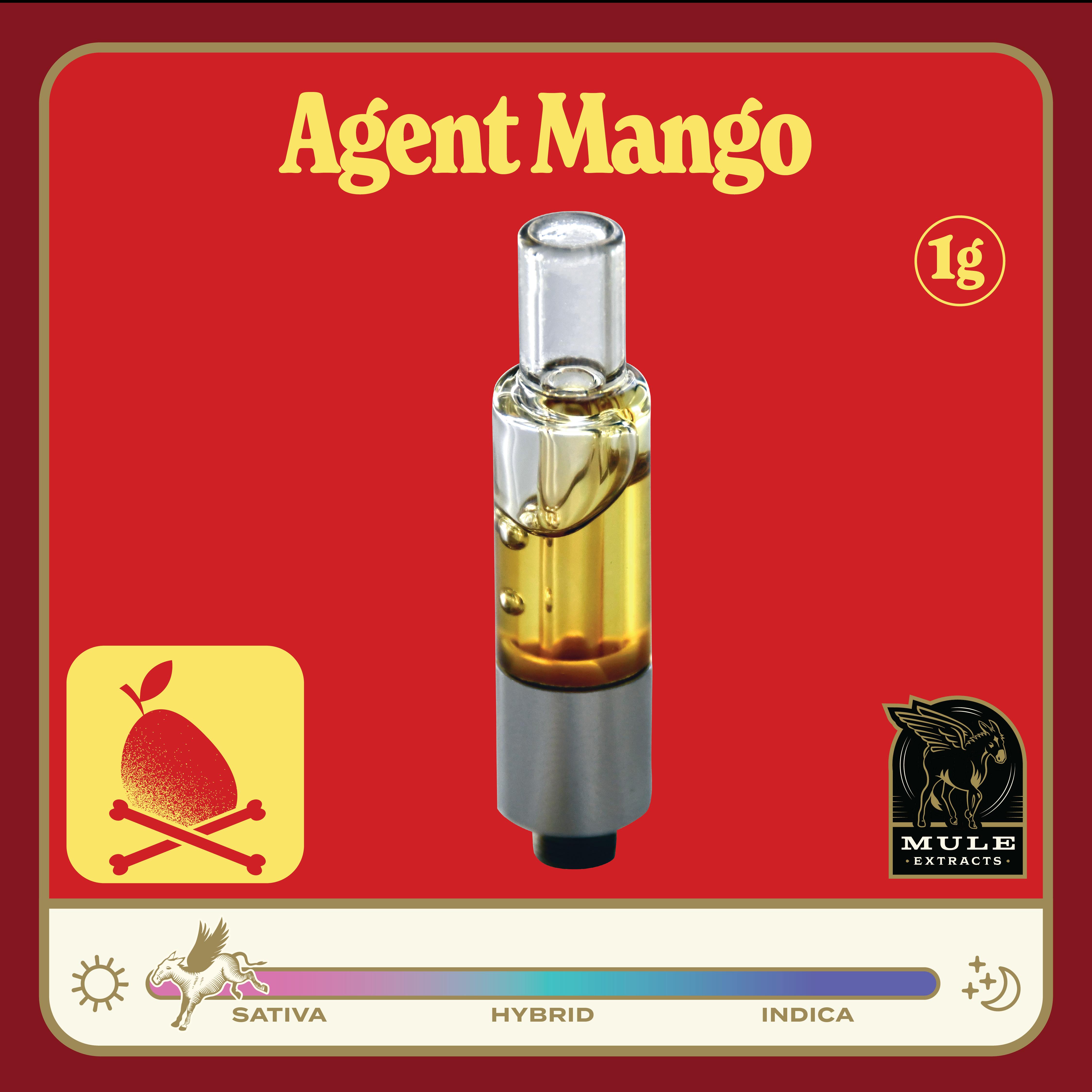 Mule Extracts - 1g Pure Live Resin Glass Cart - Agent Mango 88.1% (Sativa) 4.6% Terps - 1