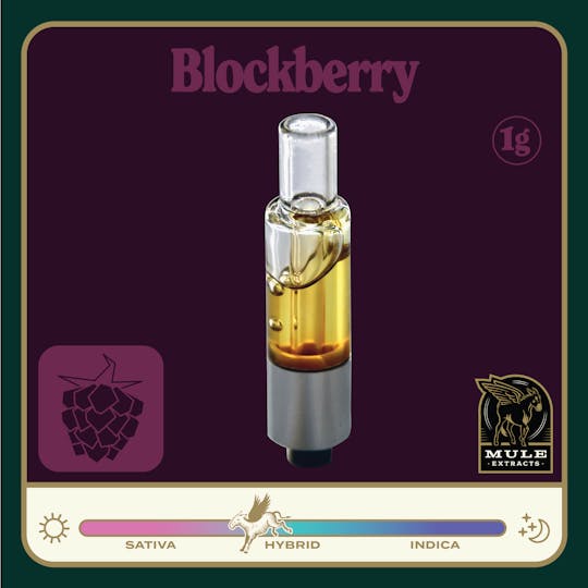 Mule Extracts - 1g Pure Live Resin Glass Cart - Blockberry 88.7% (Hybrid) 5.6% Terps - 1