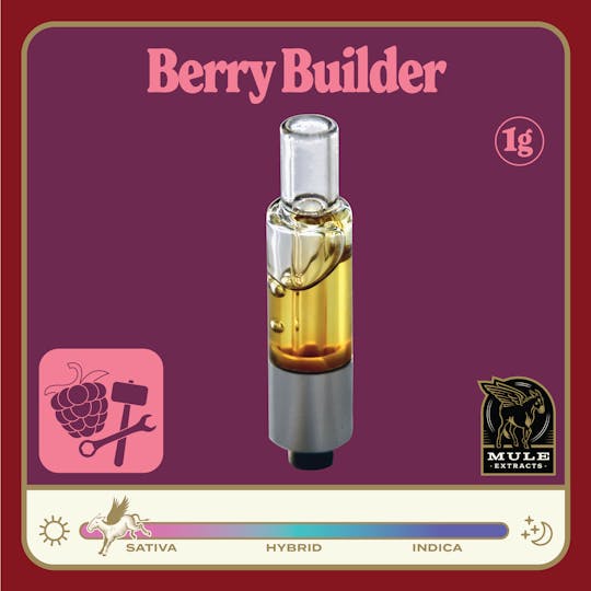 Mule Extracts - 1g Pure Live Resin Glass Cart - Berry Builder 88.7% (Sativa) 4.7% Terps - 1