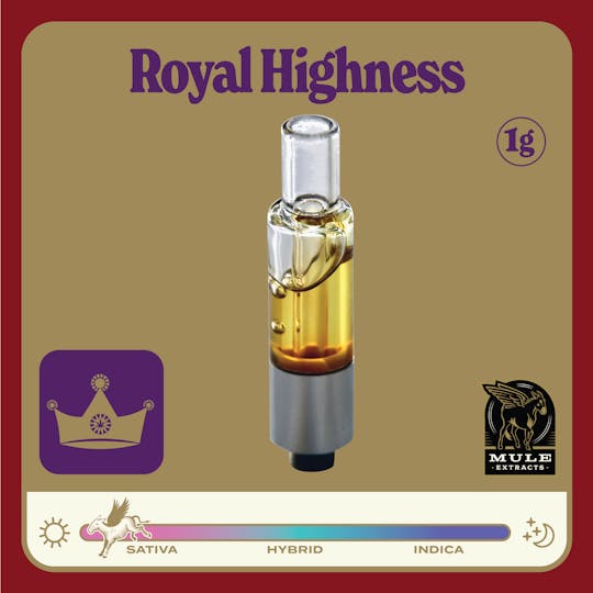 Mule Extracts - 1g Pure Live Resin Glass Cart - Royal Highness 76.6% (Sativa) 8.5% Terps - 1