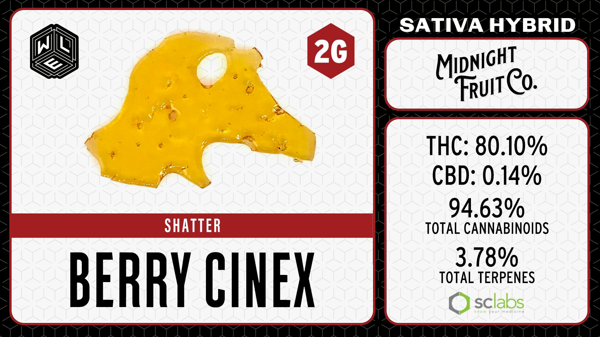 White Label Extracts - WLE | Berry Cinex | Shatter (2g) Sativa Hybrid - 1