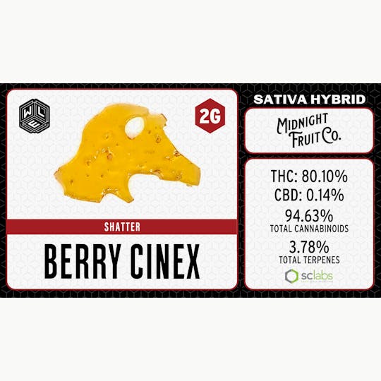 White Label Extracts - WLE | Berry Cinex | Shatter (2g) Sativa Hybrid - 1