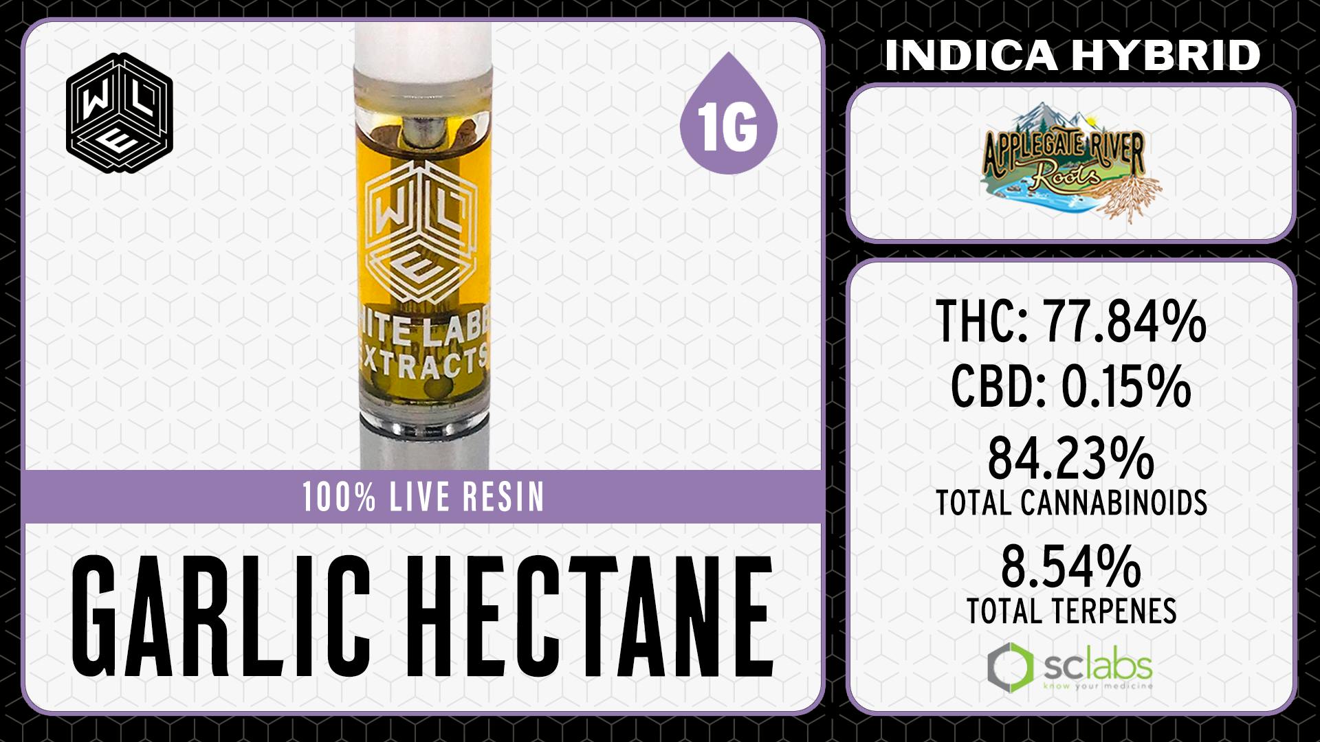 White Label Extracts - WLE | Garlic Hectane | Live Resin Cartridge (1g) Indica Hybrid - 1