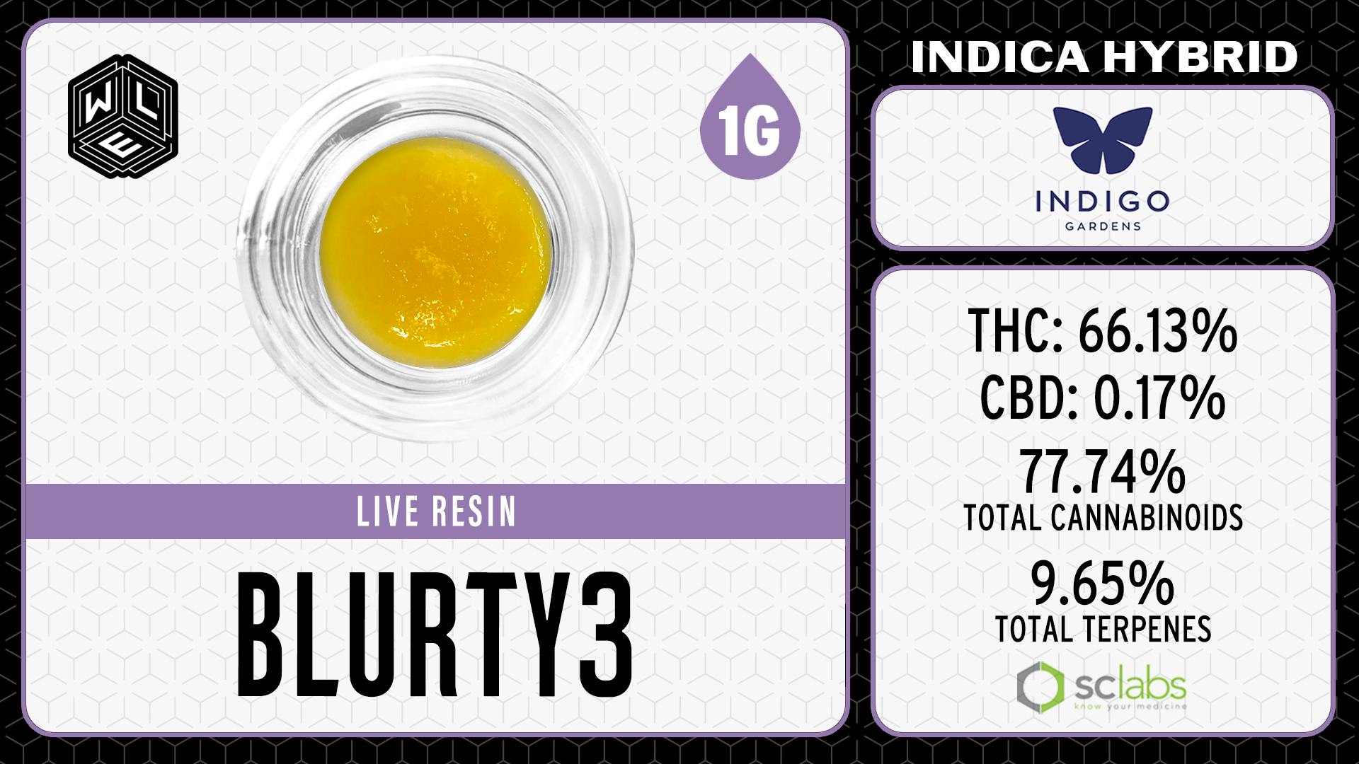 White Label Extracts - WLE | Blurty3 | Live Resin Sugar Sauce (1g) Indica Hybrid - 1