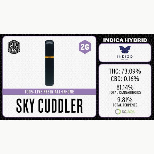 White Label Extracts - WLE | Sky Cuddler | All-In-One Live Resin Cartridge (2g) Indica Hybrid - 1