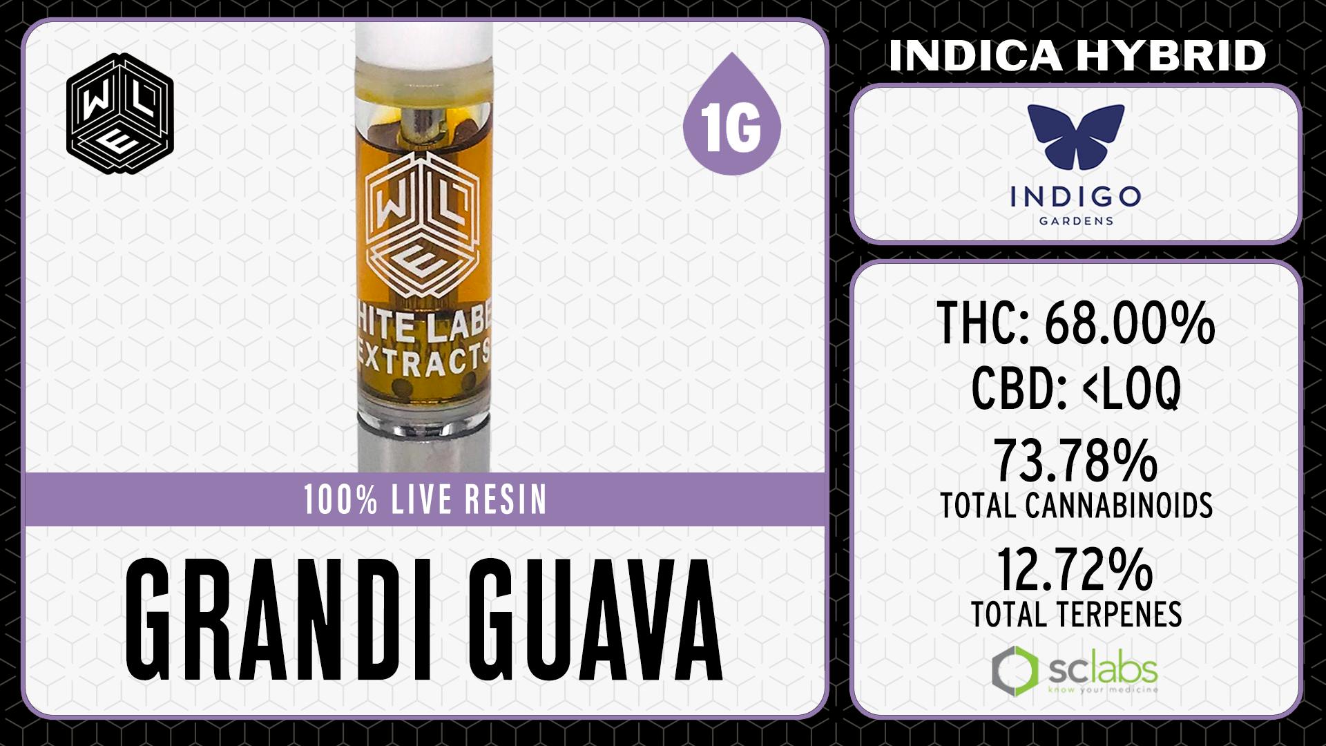 White Label Extracts - WLE | Grandi Guava | Live Resin Cartridge (1g) Indica Hybrid - 1