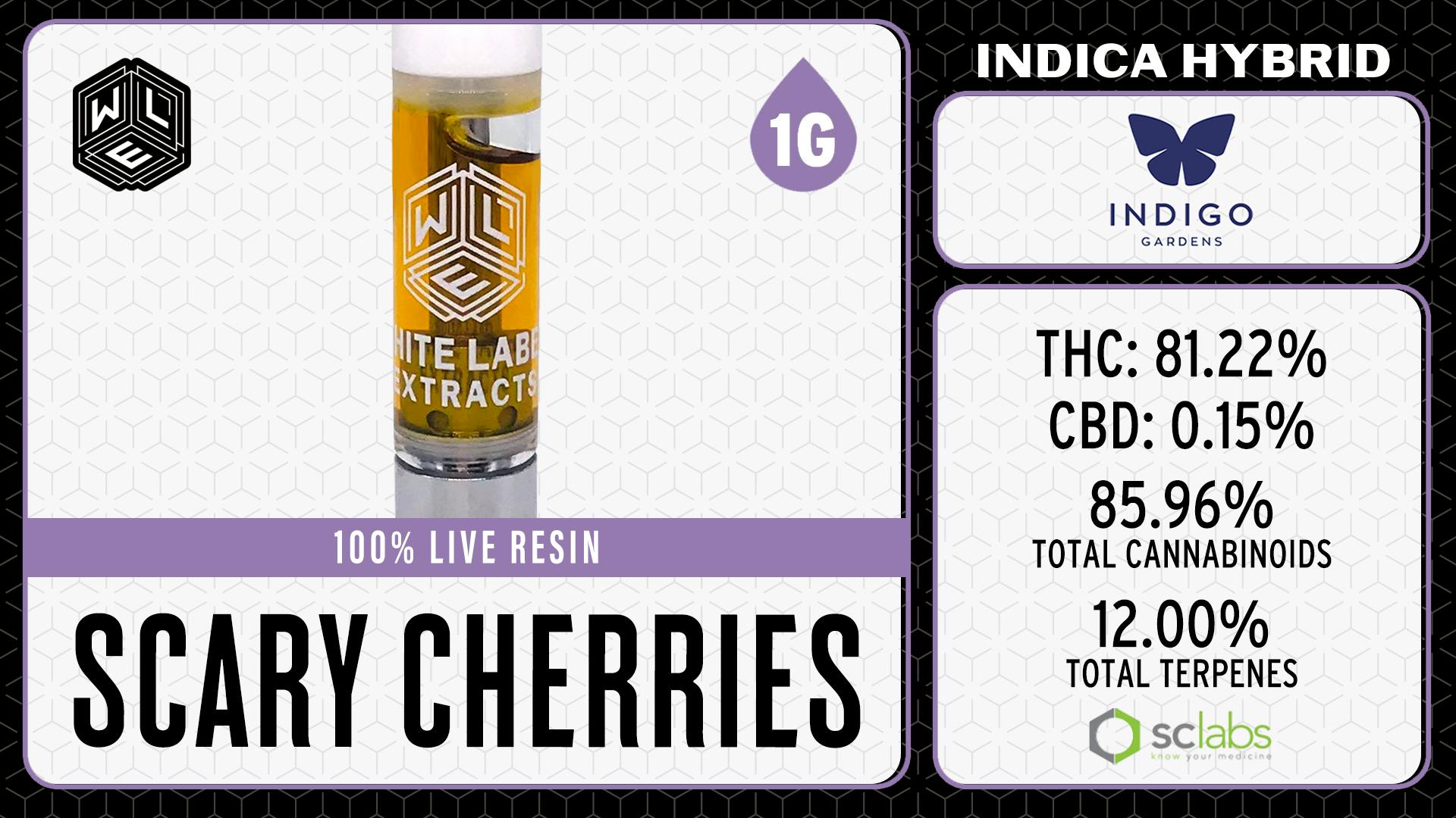 White Label Extracts - WLE | Scary Cherries | Live Resin Cartridge (1g) Indica Hybrid - 1