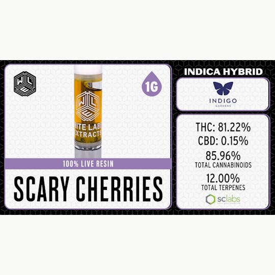White Label Extracts - WLE | Scary Cherries | Live Resin Cartridge (1g) Indica Hybrid - 1
