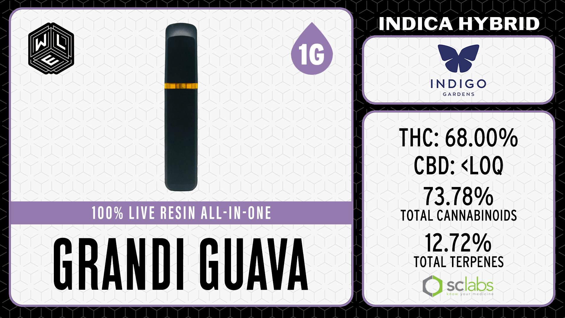 White Label Extracts - WLE | Grandi Guava | All-In-One Live Resin Cartridge (1g) Indica Hybrid - 1