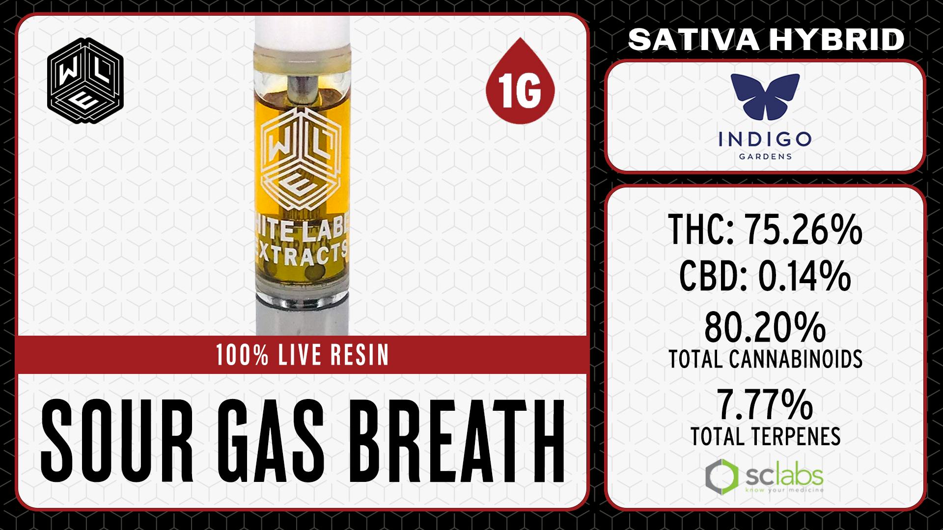 White Label Extracts - WLE | Sour Gas Breath | Live Resin Cartridge (1g) Sativa Hybrid - 1