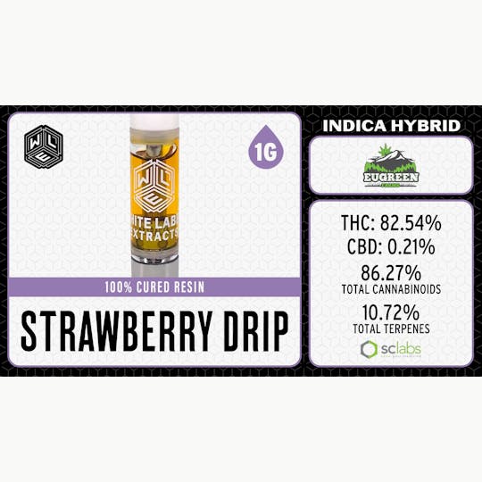 White Label Extracts - WLE | Strawberry Drip | Cured Resin Cartridge (1g) Indica Hybrid - 1