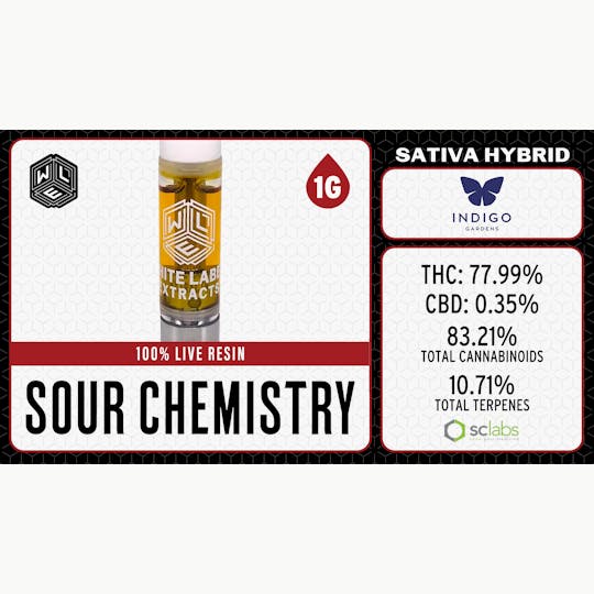 White Label Extracts - WLE | Sour Chemistry | Live Resin Cartridge (1g) Sativa Hybrid - 1