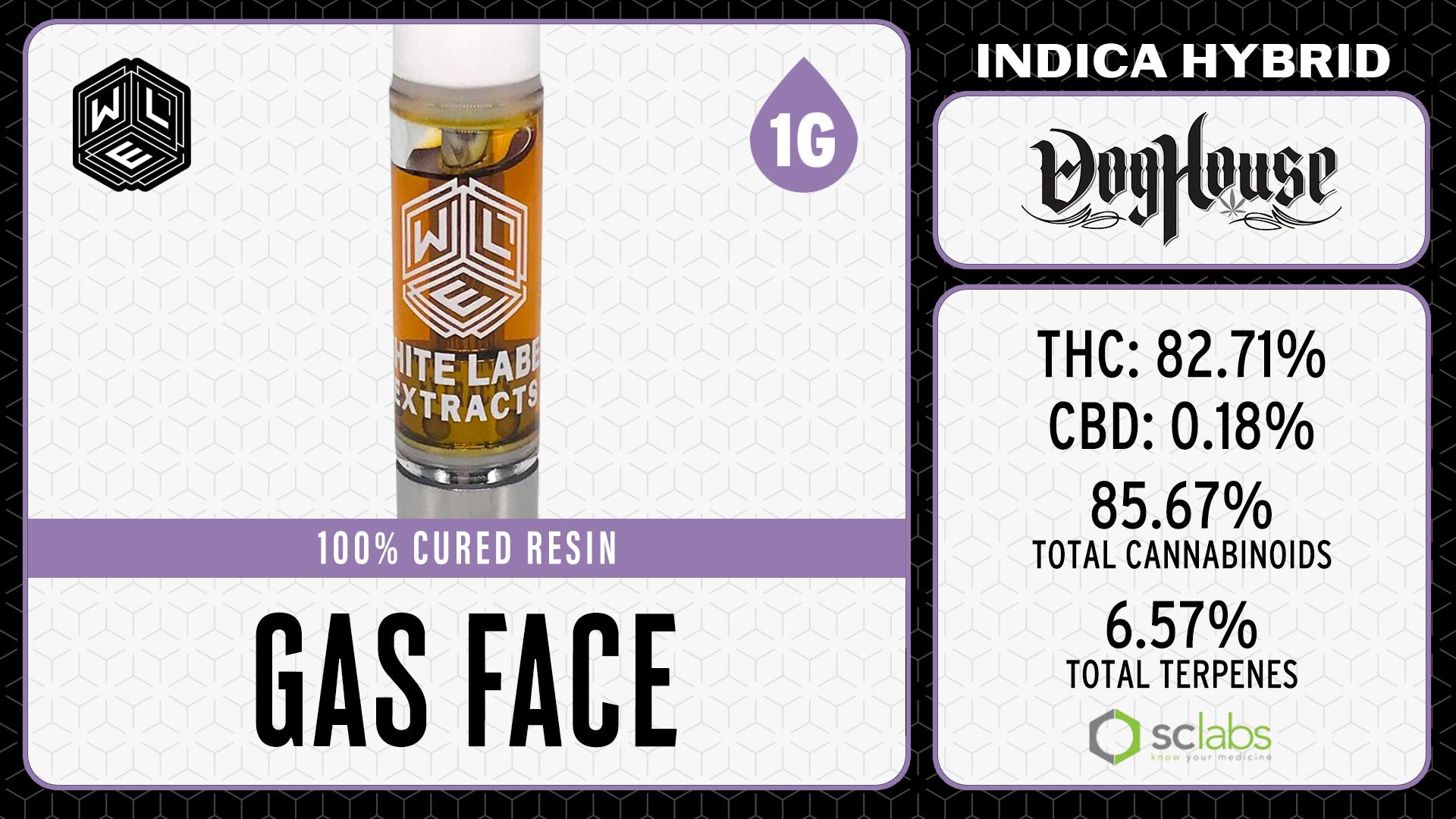 White Label Extracts - WLE | Gas Face | Cured Resin Cartridge (1g) Indica Hybrid - 1
