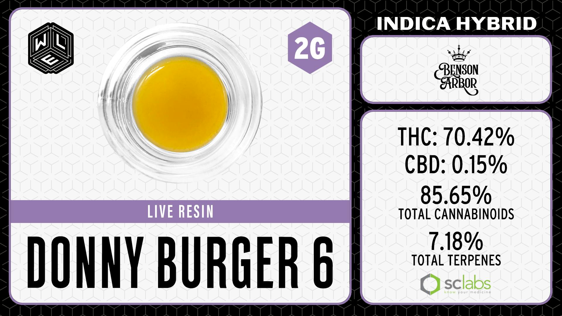 White Label Extracts - WLE | Donny Burger 6 | Live Resin Sugar Sauce (2g) Indica Hybrid - 1