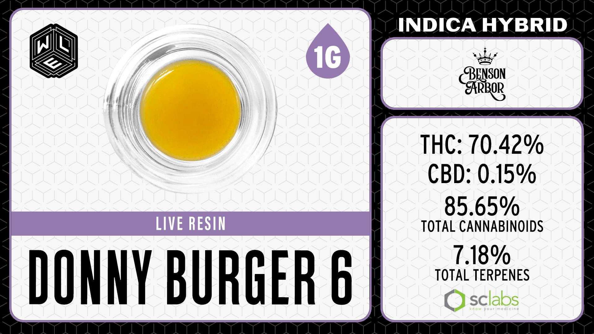 White Label Extracts - WLE | Donny Burger 6 | Live Resin Sugar Sauce (1g) Indica Hybrid - 1
