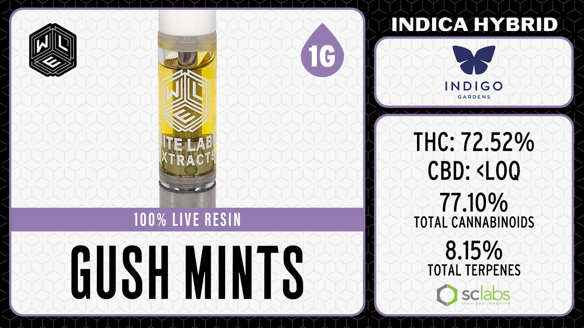 White Label Extracts - WLE | Gush Mints | Live Resin Cartridge (1g) Indica Hybrid - 1