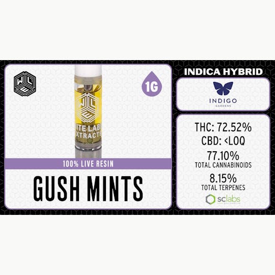 White Label Extracts - WLE | Gush Mints | Live Resin Cartridge (1g) Indica Hybrid - 1