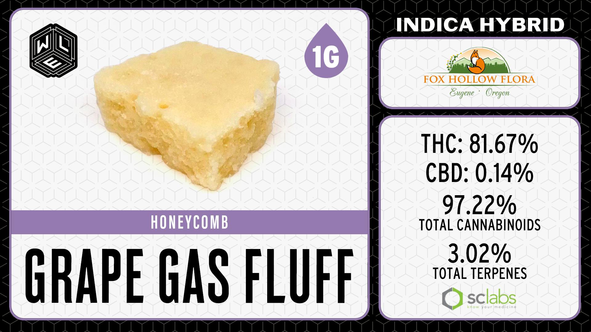 White Label Extracts - WLE | Grape Gas Fluff | Honeycomb (1g) Indica Hybrid - 1