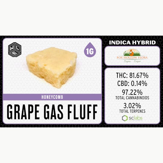 White Label Extracts - WLE | Grape Gas Fluff | Honeycomb (1g) Indica Hybrid - 1
