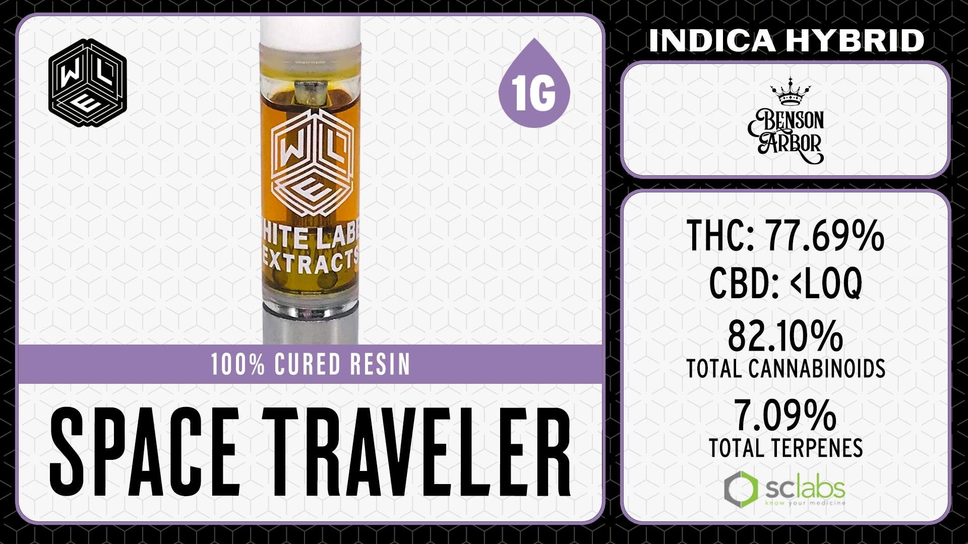 White Label Extracts - WLE | Space Traveler | Cured Resin Cartridge (1g) Indica Hybrid - 1