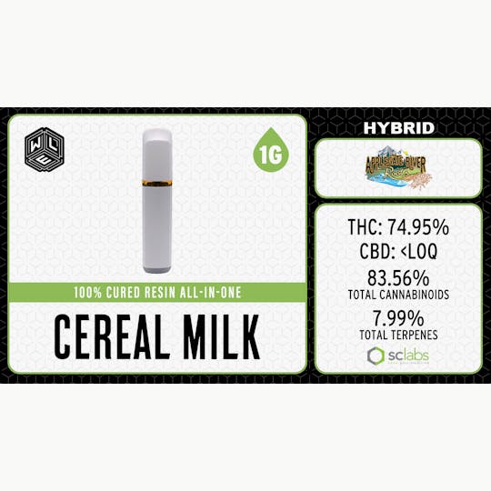 White Label Extracts - WLE | Cereal Milk | All-In-One Cured Resin Cartridge (1g) Hybrid - 1