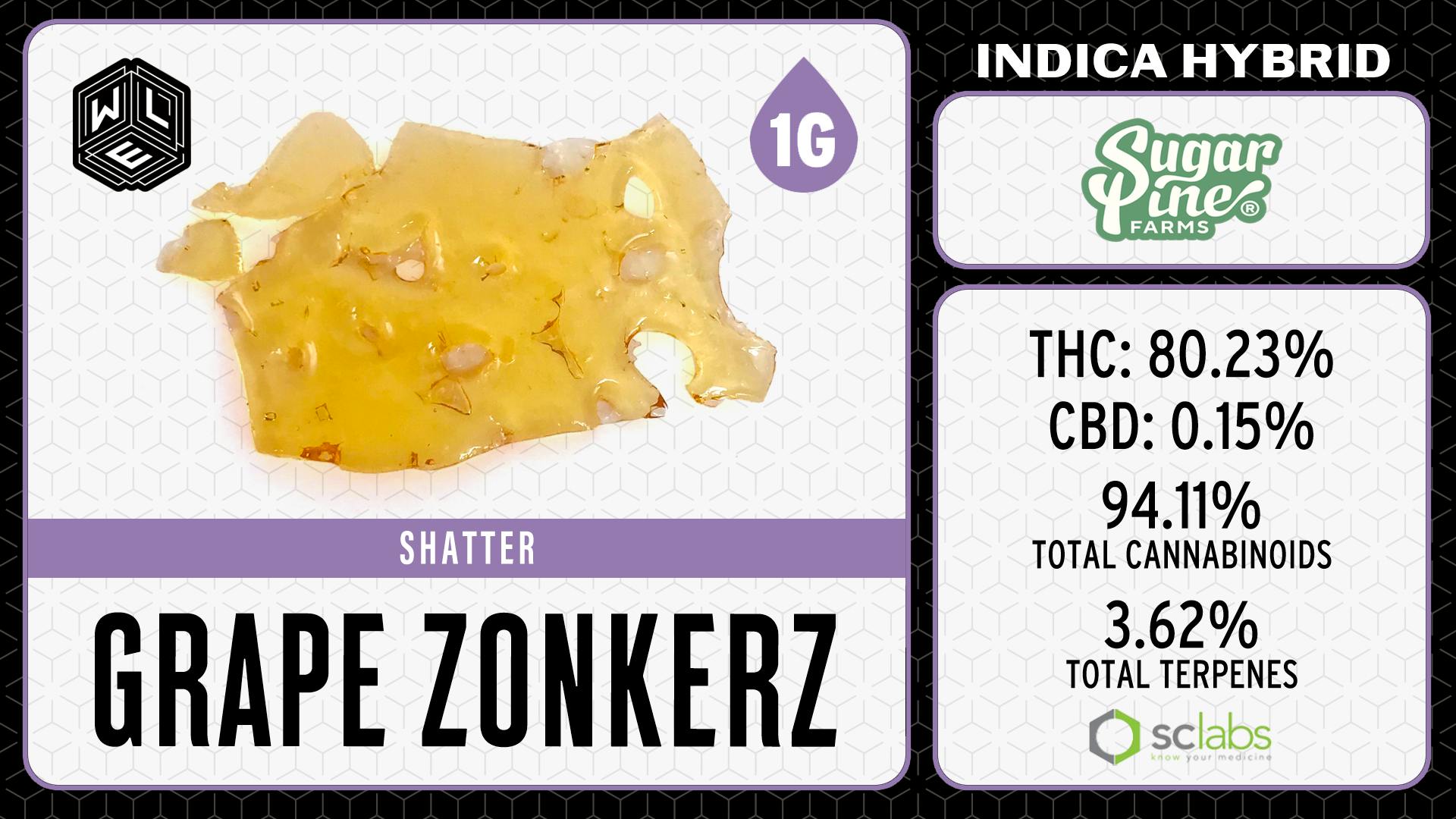 White Label Extracts - WLE | Grape Zonkers | Shatter (1g) Indica Hybrid - 1