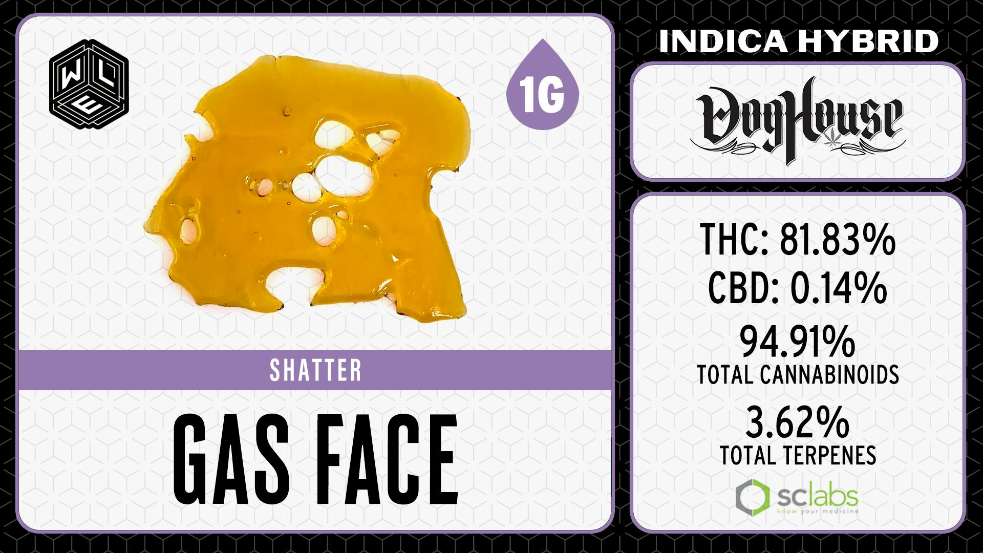 White Label Extracts - WLE | Gas Face | Shatter (1g) Indica Hybrid - 1