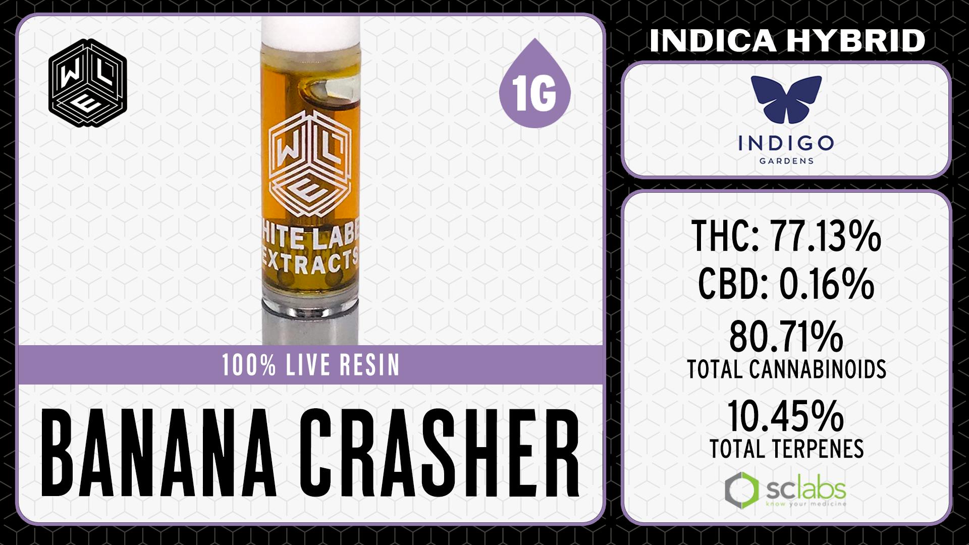 White Label Extracts - WLE | Banana Crasher | Live Resin Cartridge (1g) Indica Hybrid - 1