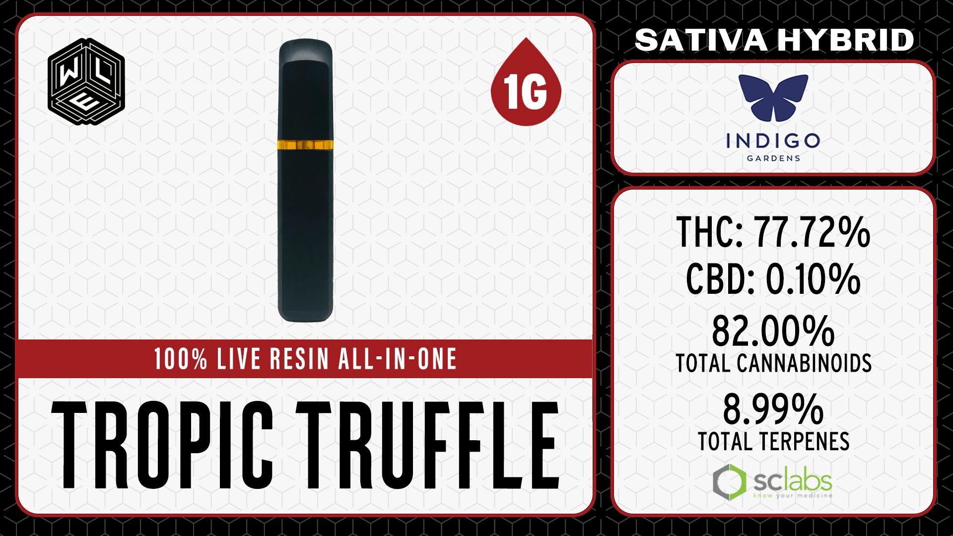 White Label Extracts - WLE | Tropic Truffle | All-In-One Live Resin Cartridge (1g) Sativa Hybrid - 1