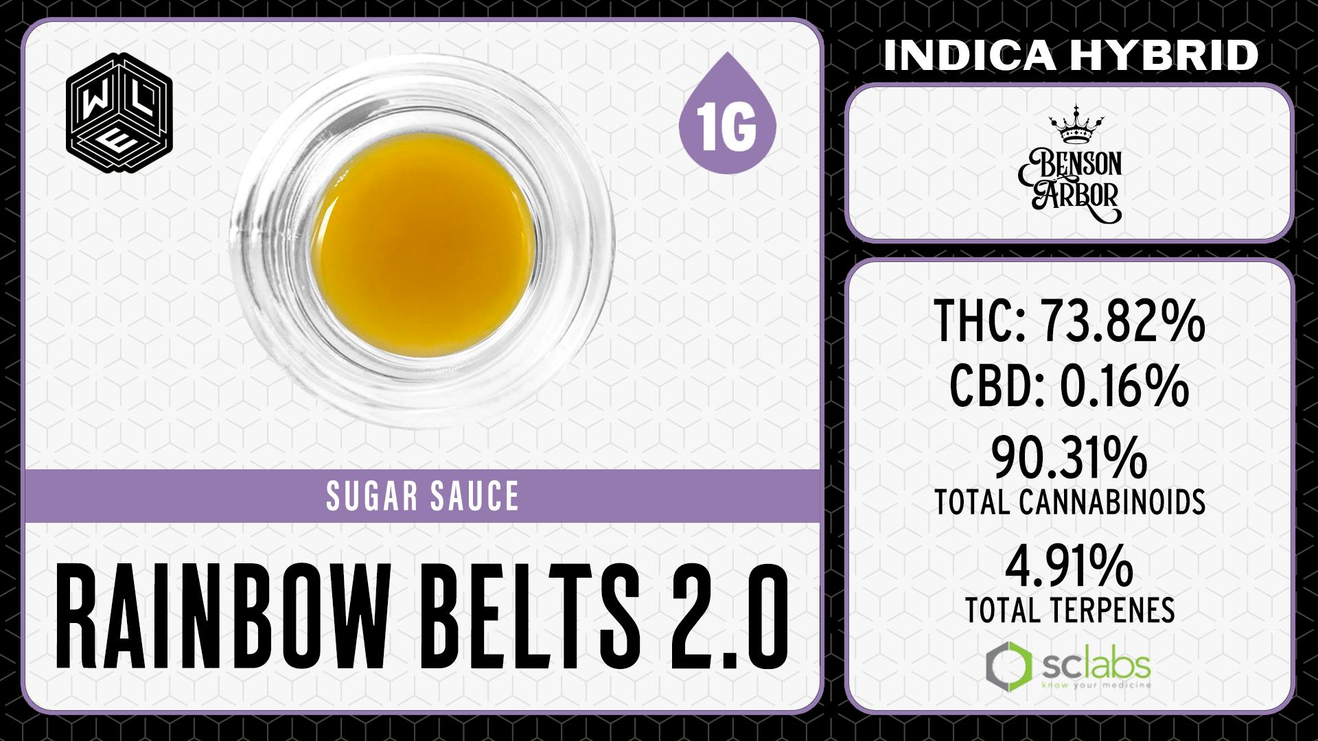 White Label Extracts - WLE | Rainbow Belts 2.0 | Cured Resin Sugar Sauce (1g) Indica Hybrid - 1