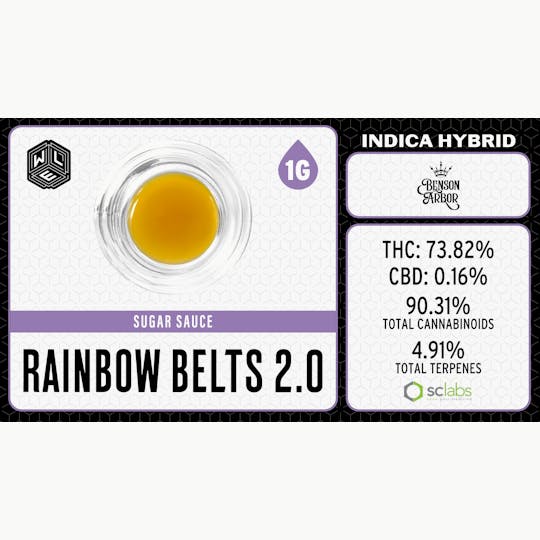 White Label Extracts - WLE | Rainbow Belts 2.0 | Cured Resin Sugar Sauce (1g) Indica Hybrid - 1