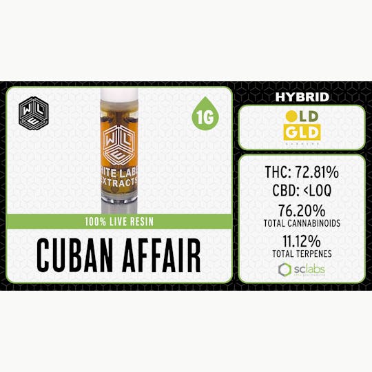 White Label Extracts - WLE | Cuban Affair | Live Resin Cartridge (1g) Hybrid - 1