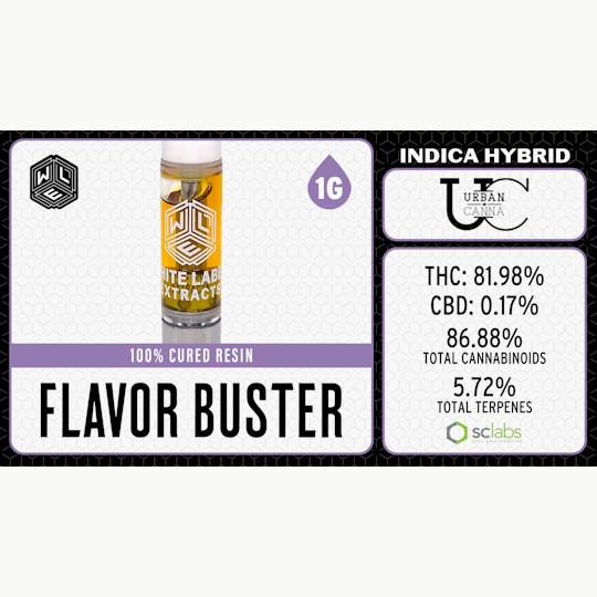 White Label Extracts - WLE | Flavor Buster | Cured Resin Cartridge (1g) Indica Hybrid - 1