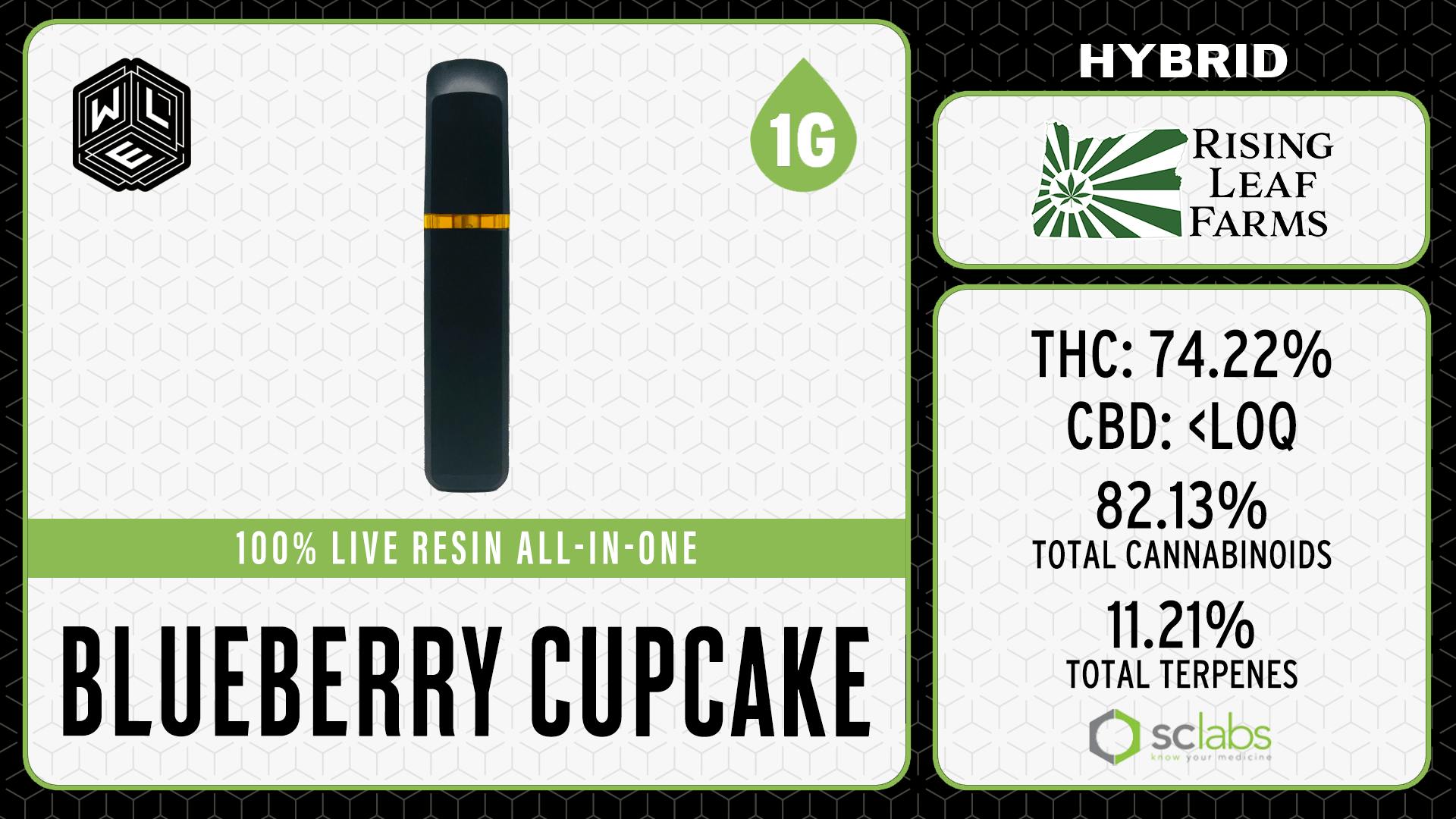 White Label Extracts - WLE | Blueberry Cupcake | All-In-One Live Resin Cartridge (1g) Hybrid - 1